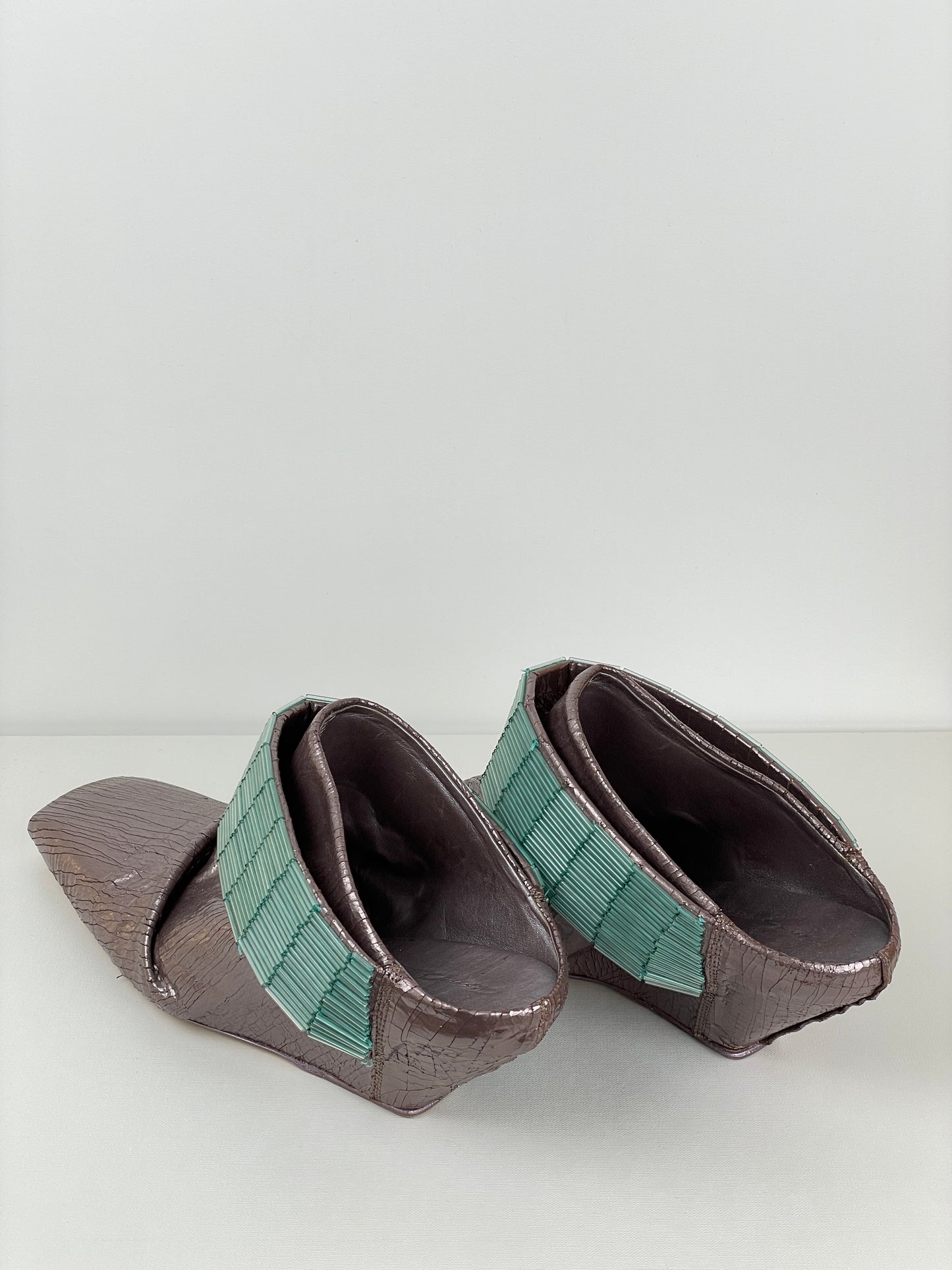 Rick Owens Square Toe Wedge Mules