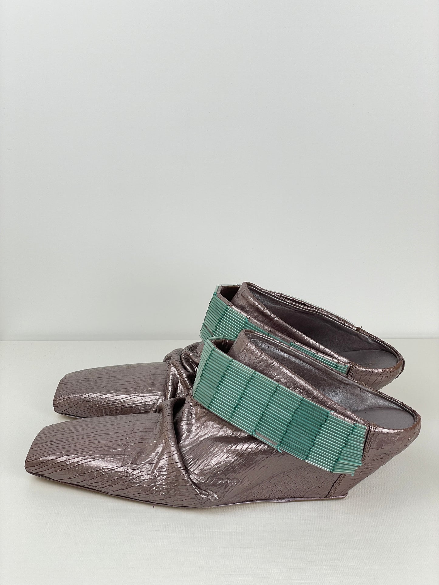 Rick Owens Square Toe Wedge Mules
