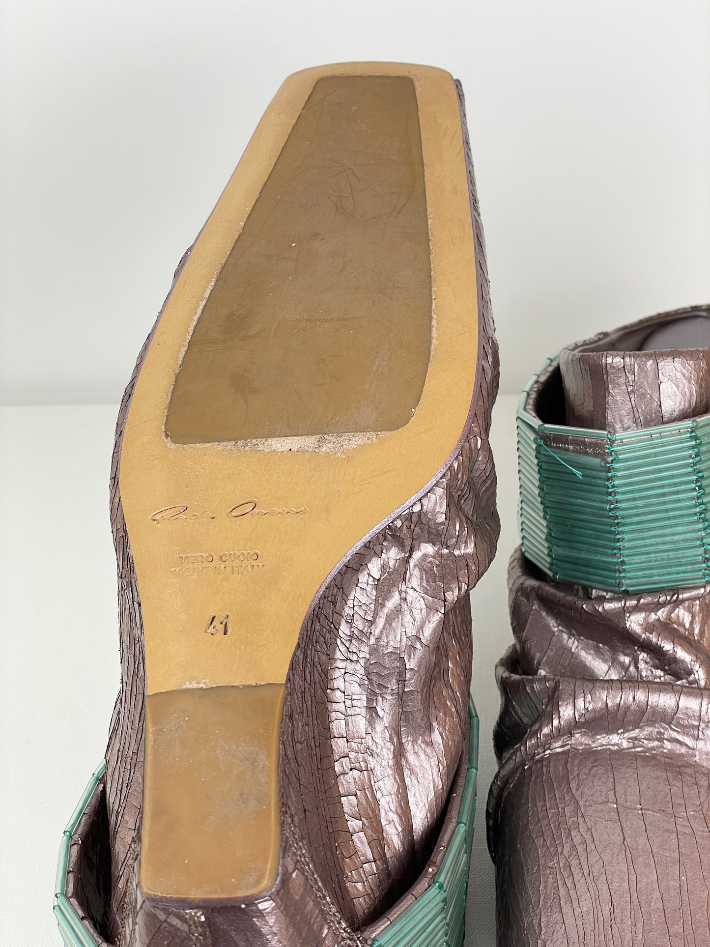 Rick Owens Square Toe Wedge Mules