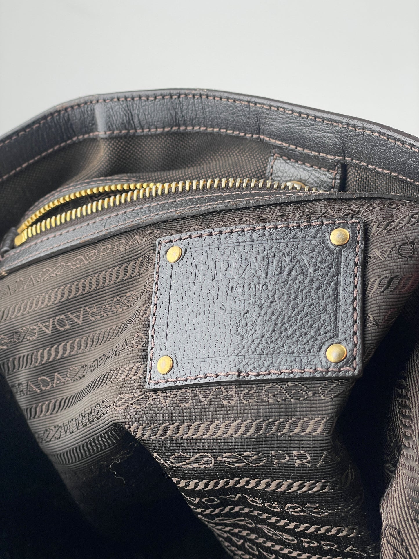 Prada 2000s Jacquard Canvas Shopper Tote Handbag