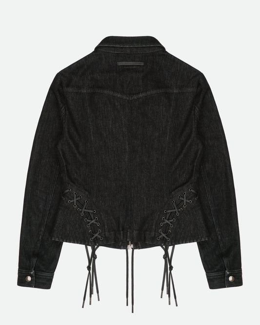 Jean Paul Gaultier 2000s Lace Bondage Denim Trucker Jacket