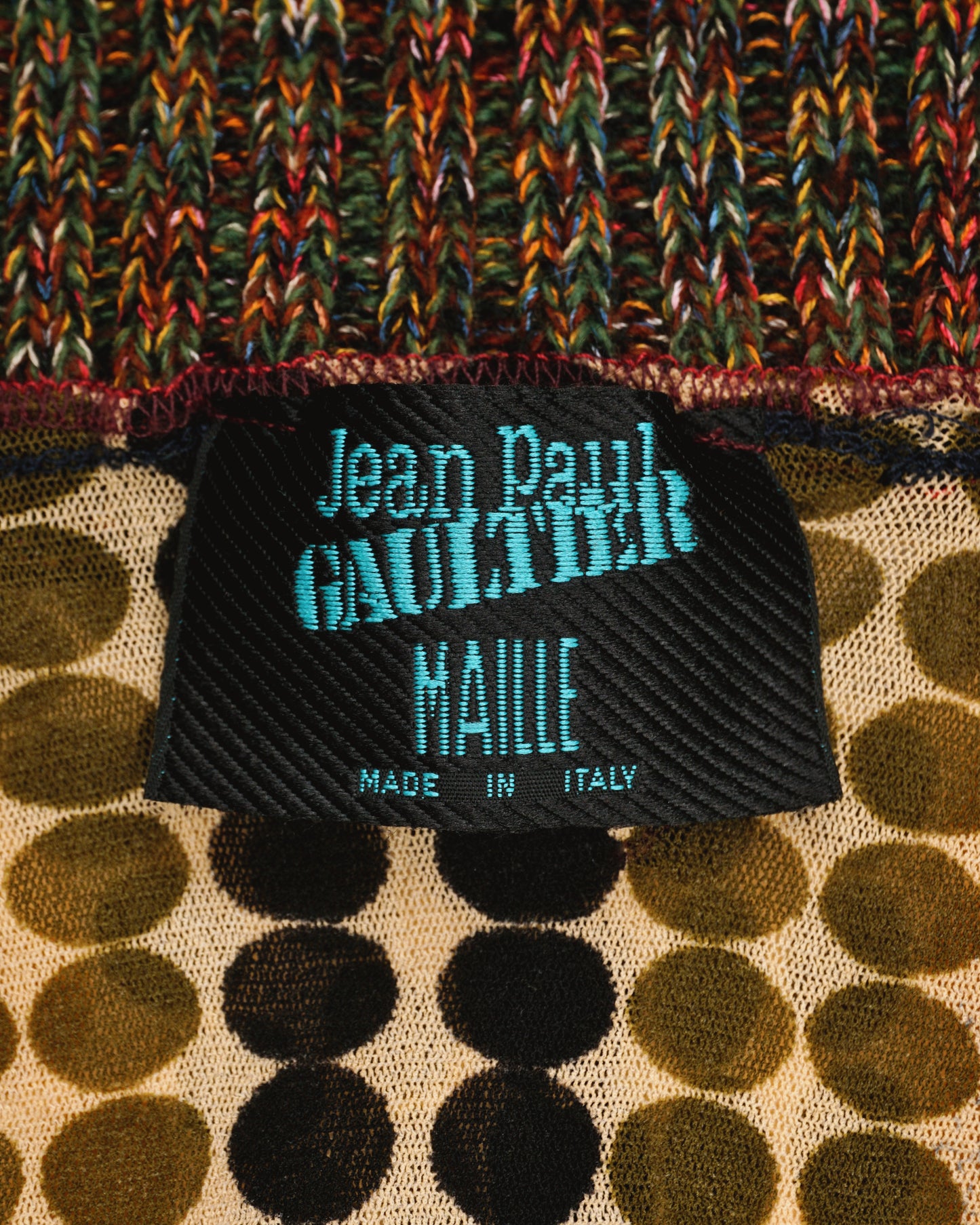 Jean Paul Gaultier AW95 `Cyberdot´ Vasarely-Print Mesh Turtleneck Longsleeve