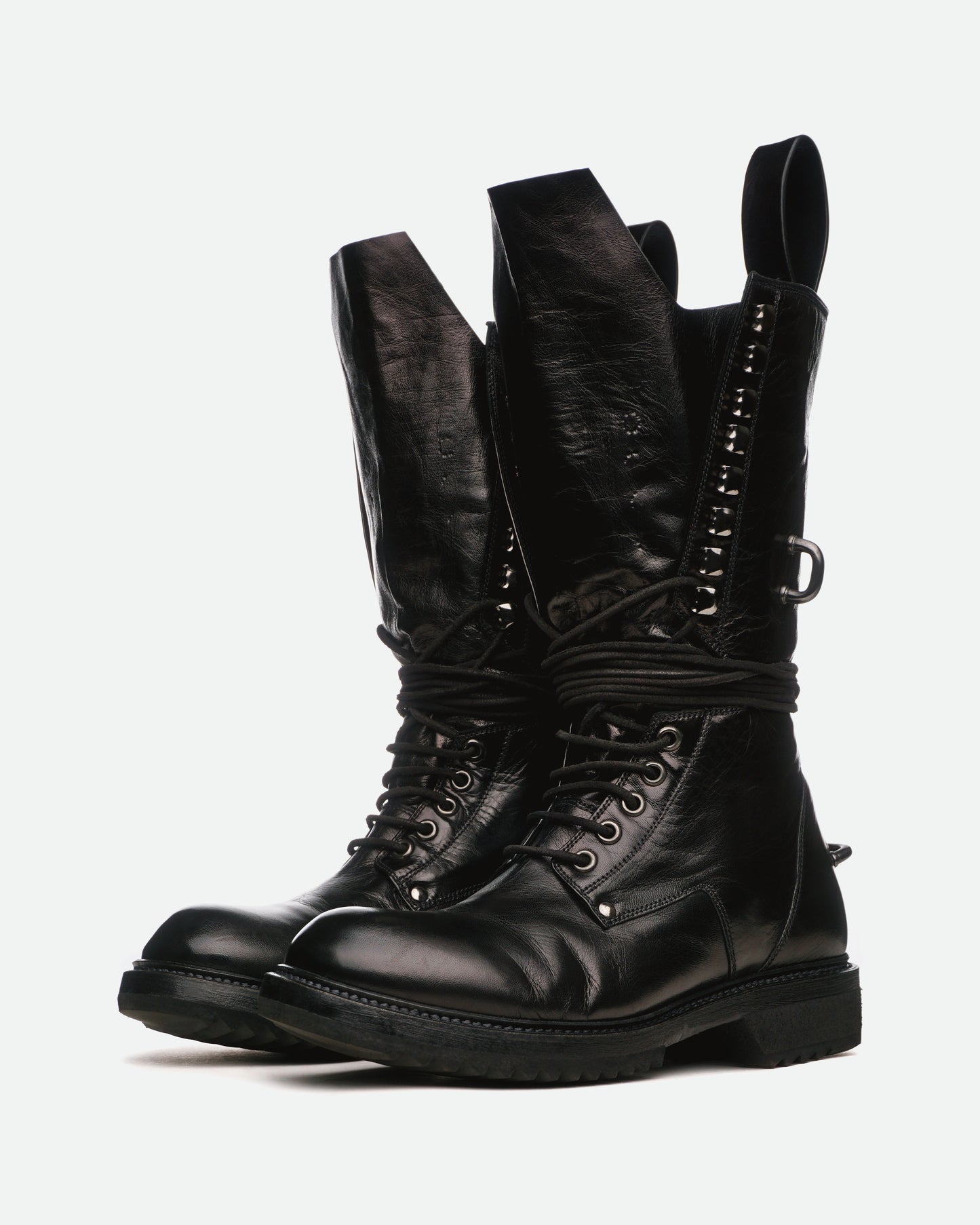 Rick Owens SS16 'Cyclops' Metal-Hook Combat Boots