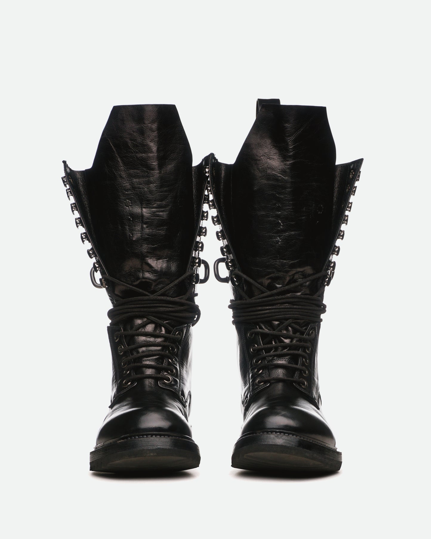 Rick Owens SS16 'Cyclops' Metal-Hook Combat Boots