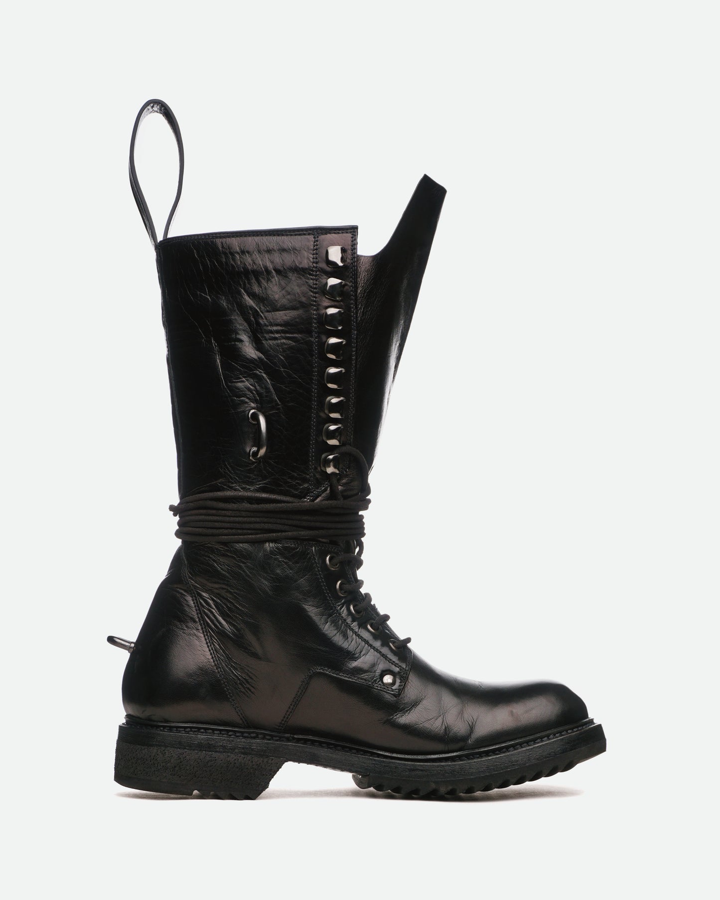 Rick Owens SS16 'Cyclops' Metal-Hook Combat Boots