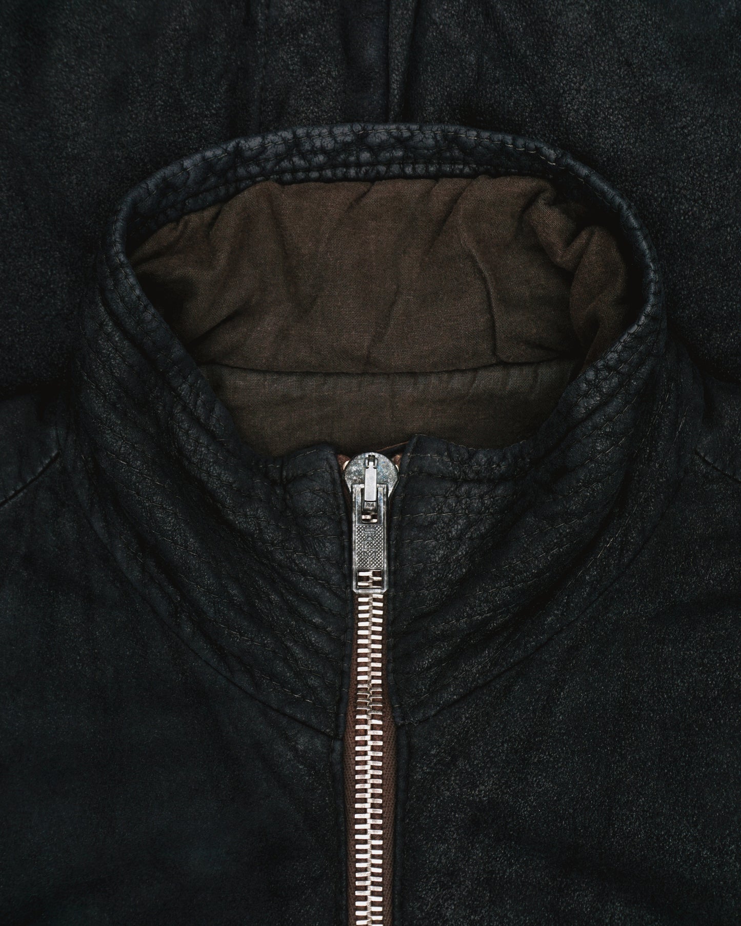Rick Owens AW04 QUEEN Blistered Leather Police Bomber Jacket