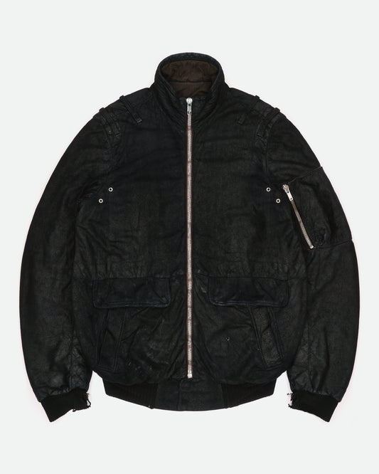 Rick Owens AW04 QUEEN Blistered Leather Police Bomber Jacket