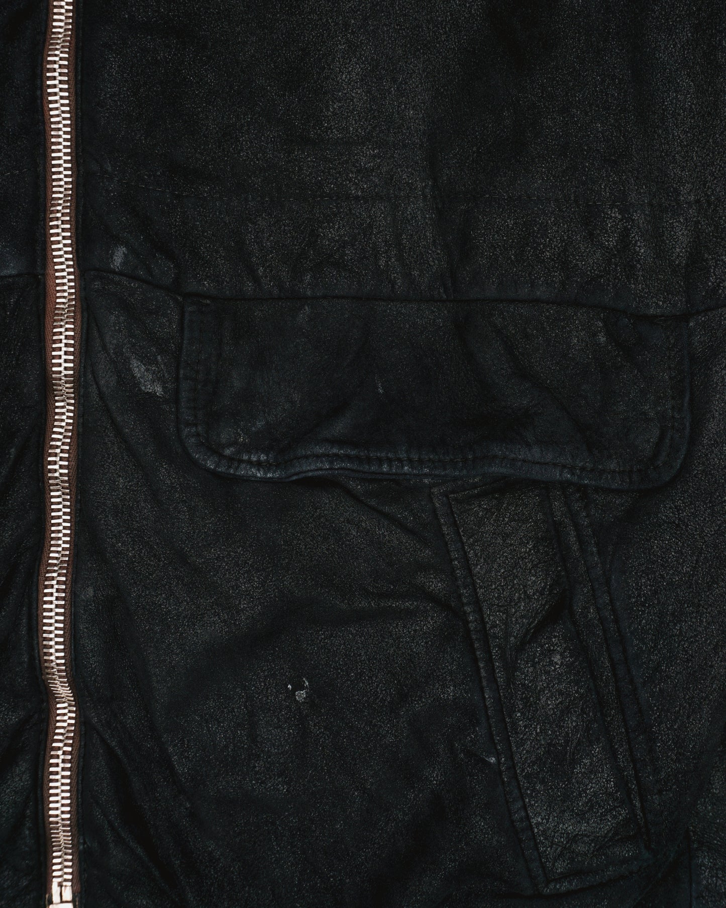 Rick Owens AW04 QUEEN Blistered Leather Police Bomber Jacket