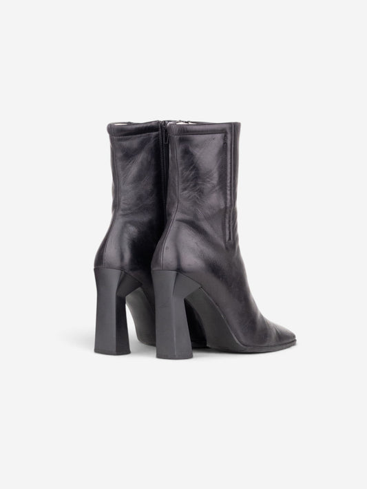Miu Miu AW99 Square-Toe Sculptural Ankle Heel Boots – back view