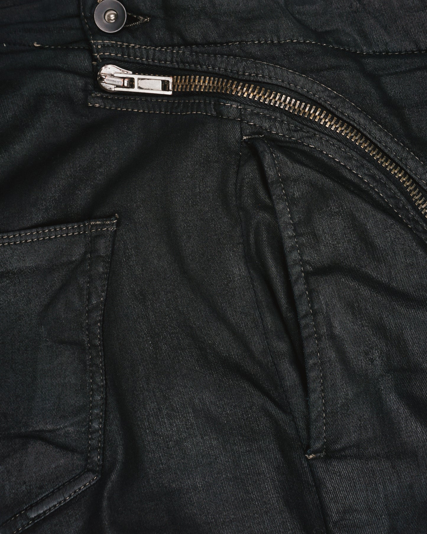 Rick Owens DRKSHDW SS15 "Faun" Coated Denim Aircut Pants