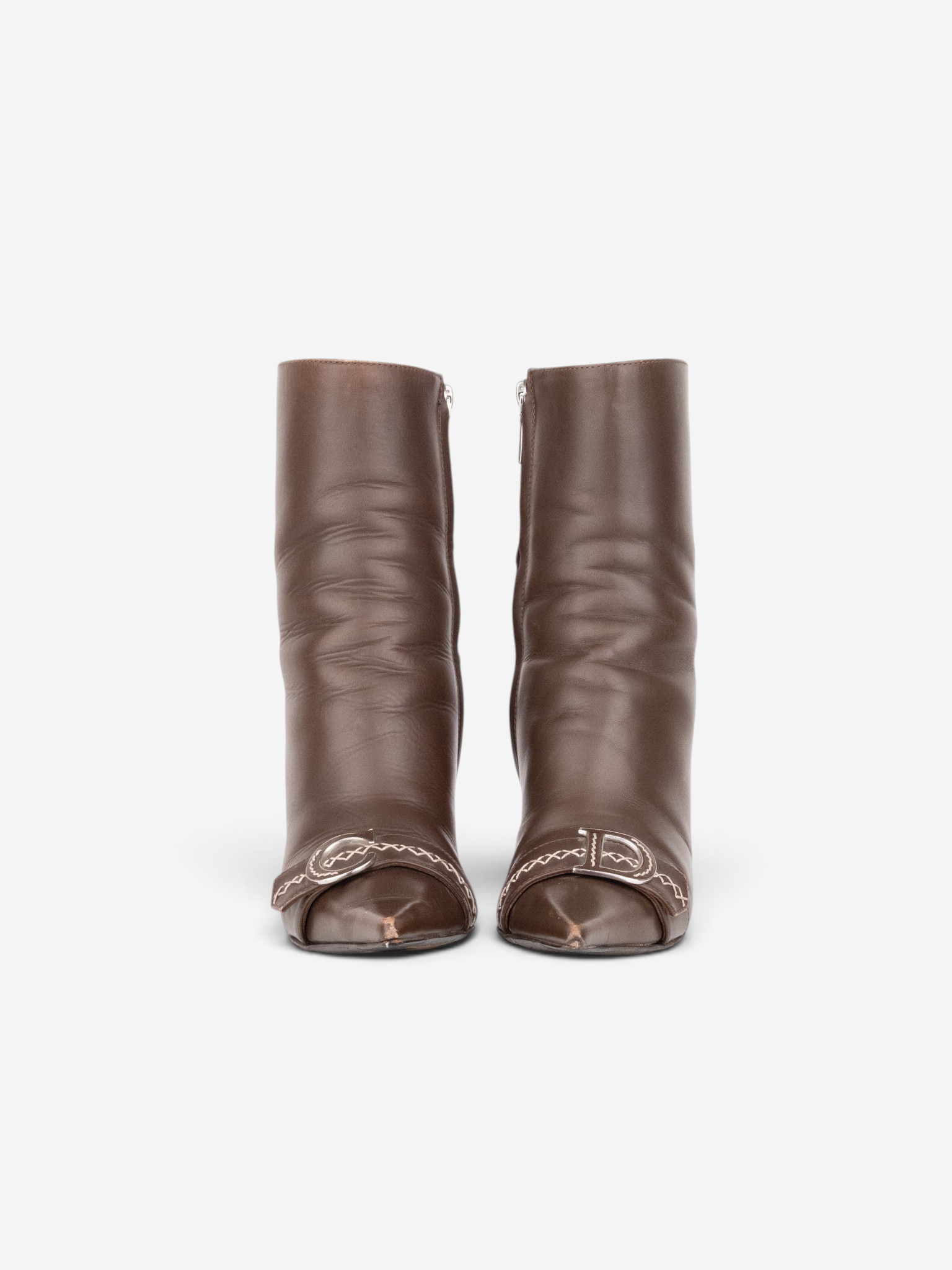 Dior by Galliano AW05 ‘Detective’ Embroidery Kitten Heel Ankle Boots – product view 3