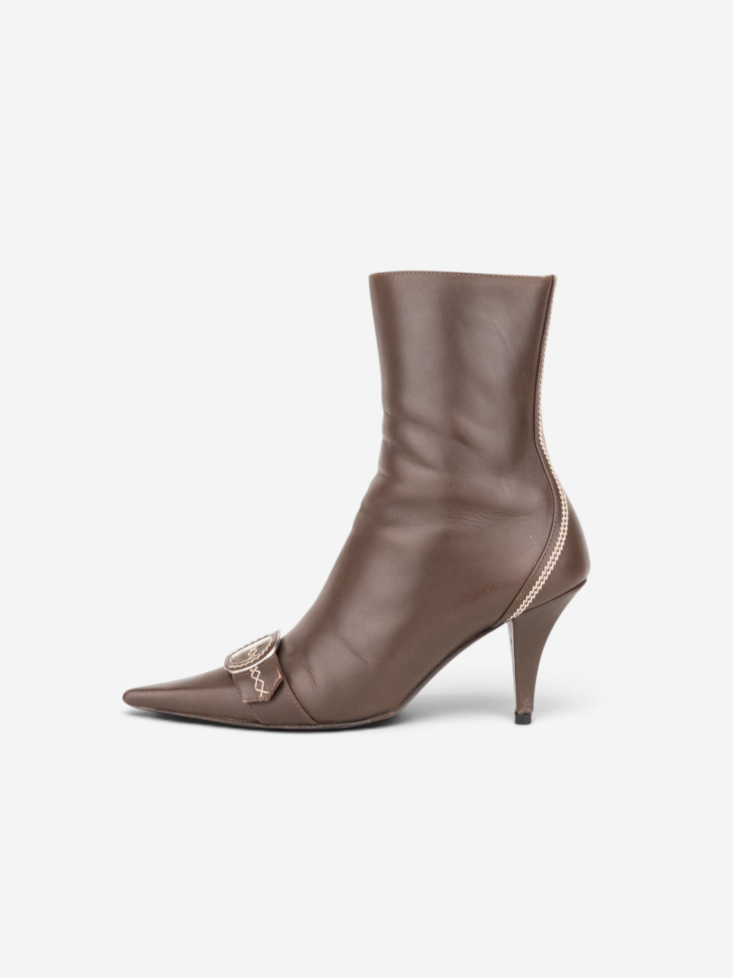 Dior by Galliano AW05 ‘Detective’ Embroidery Kitten Heel Ankle Boots – product view 5