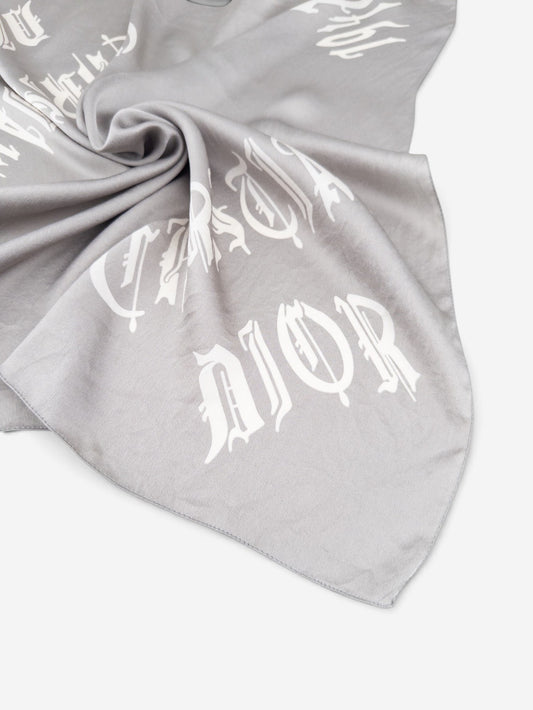 Dior by Galliano SS02 Chiffon ‘Gothic’ Logo Neckerchief Scarf – view 5