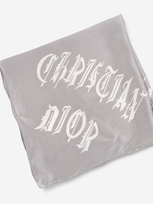 Dior by Galliano SS02 Chiffon ‘Gothic’ Logo Neckerchief Scarf – view 7
