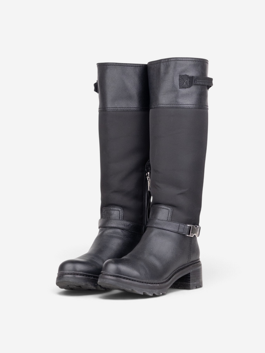 Prada 2000s Hybrid Buckle Biker Boots – front view