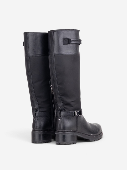 Prada 2000s Hybrid Buckle Biker Boots – angled view