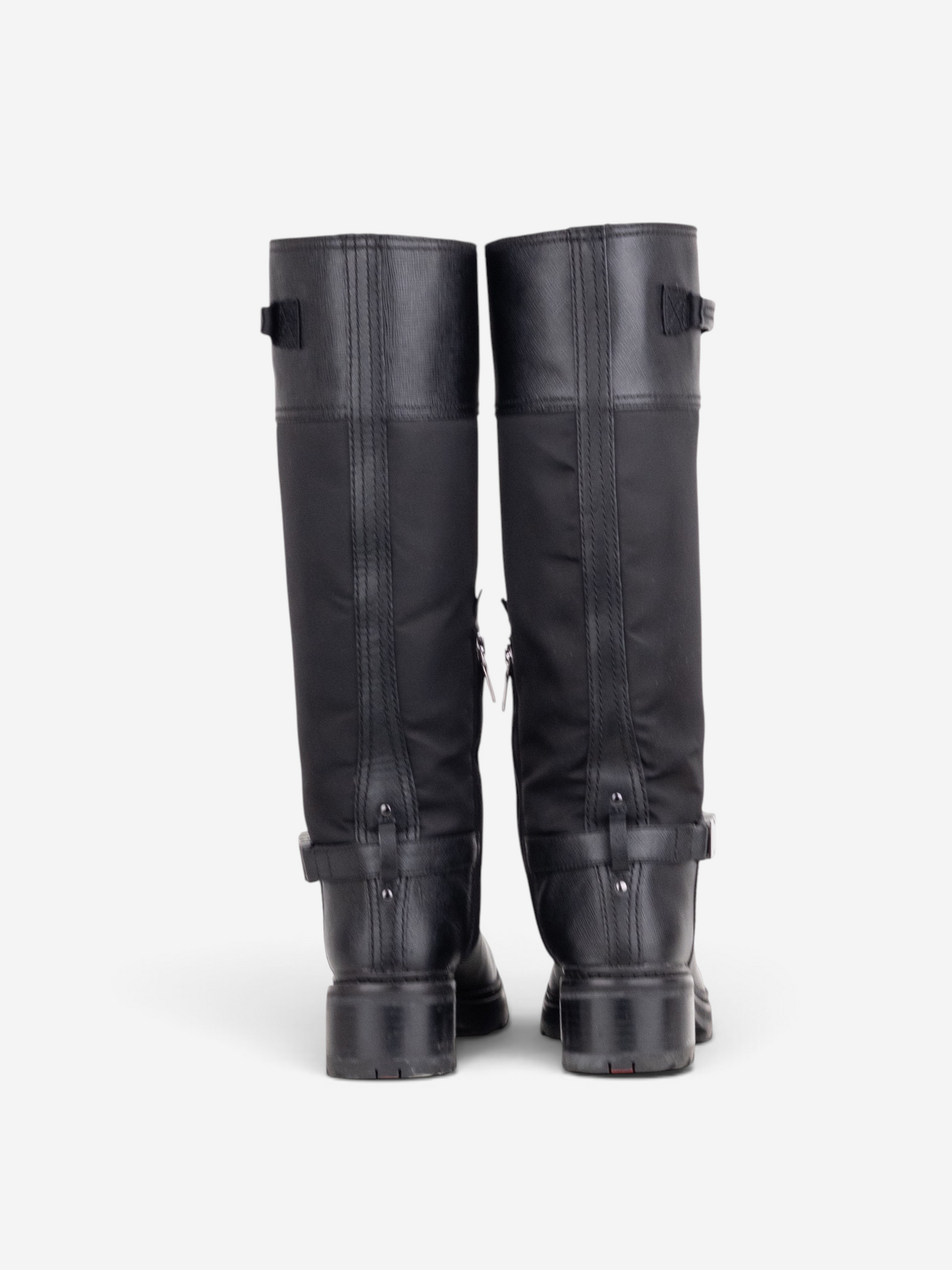 Prada 2000s Hybrid Buckle Biker Boots – back view