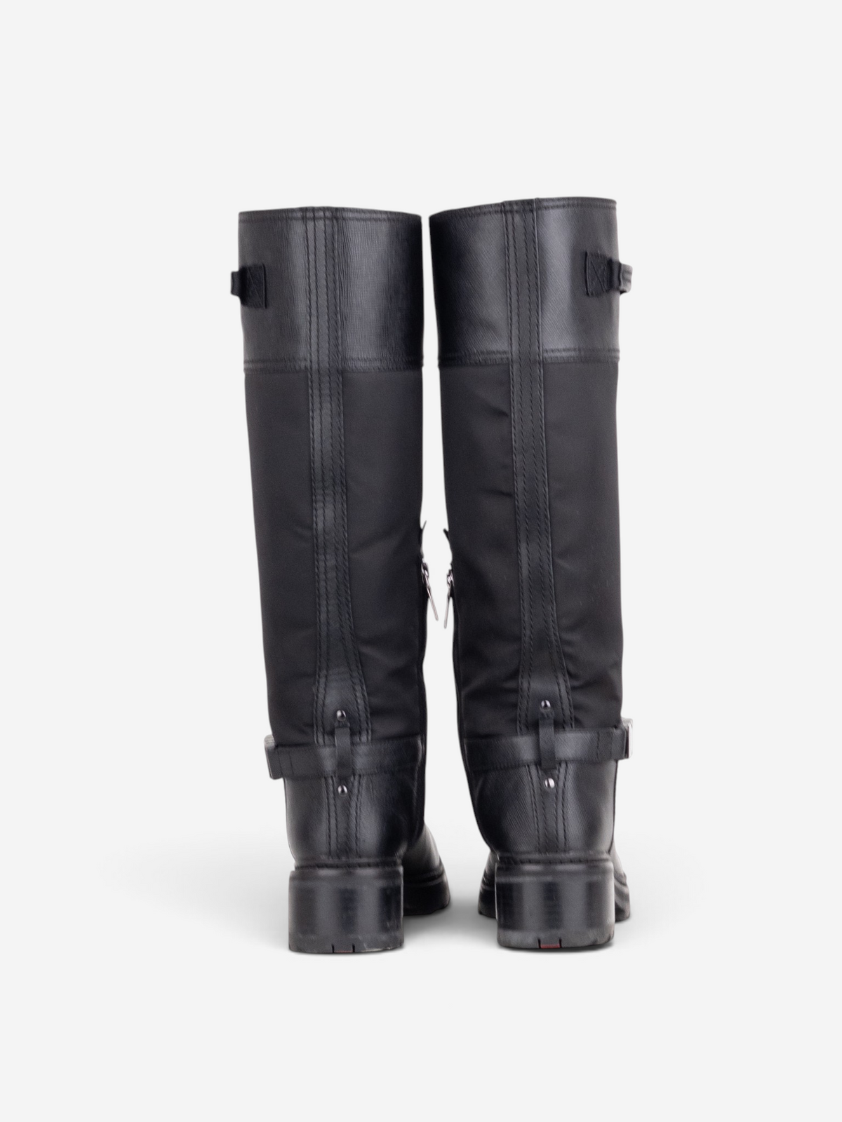 Prada 2000s Hybrid Buckle Biker Boots – back view
