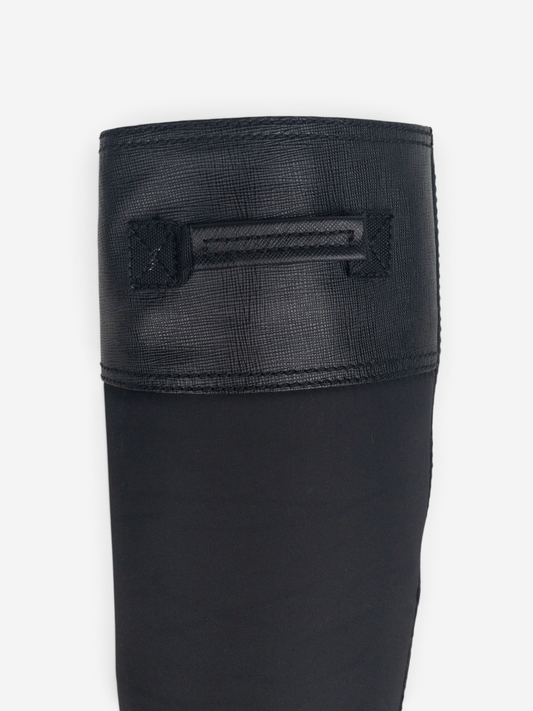 Prada 2000s Hybrid Buckle Biker Boots – zip pocket detail