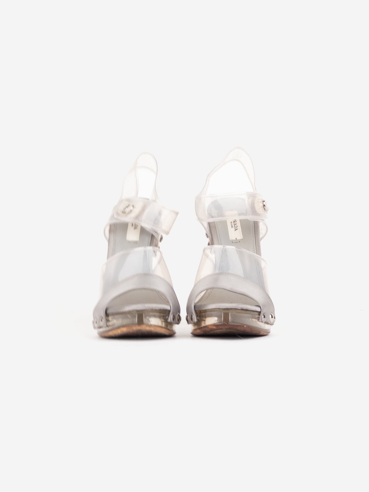 Prada SS10 Clear PVC Lucite Platform Sandal Stripper Heels