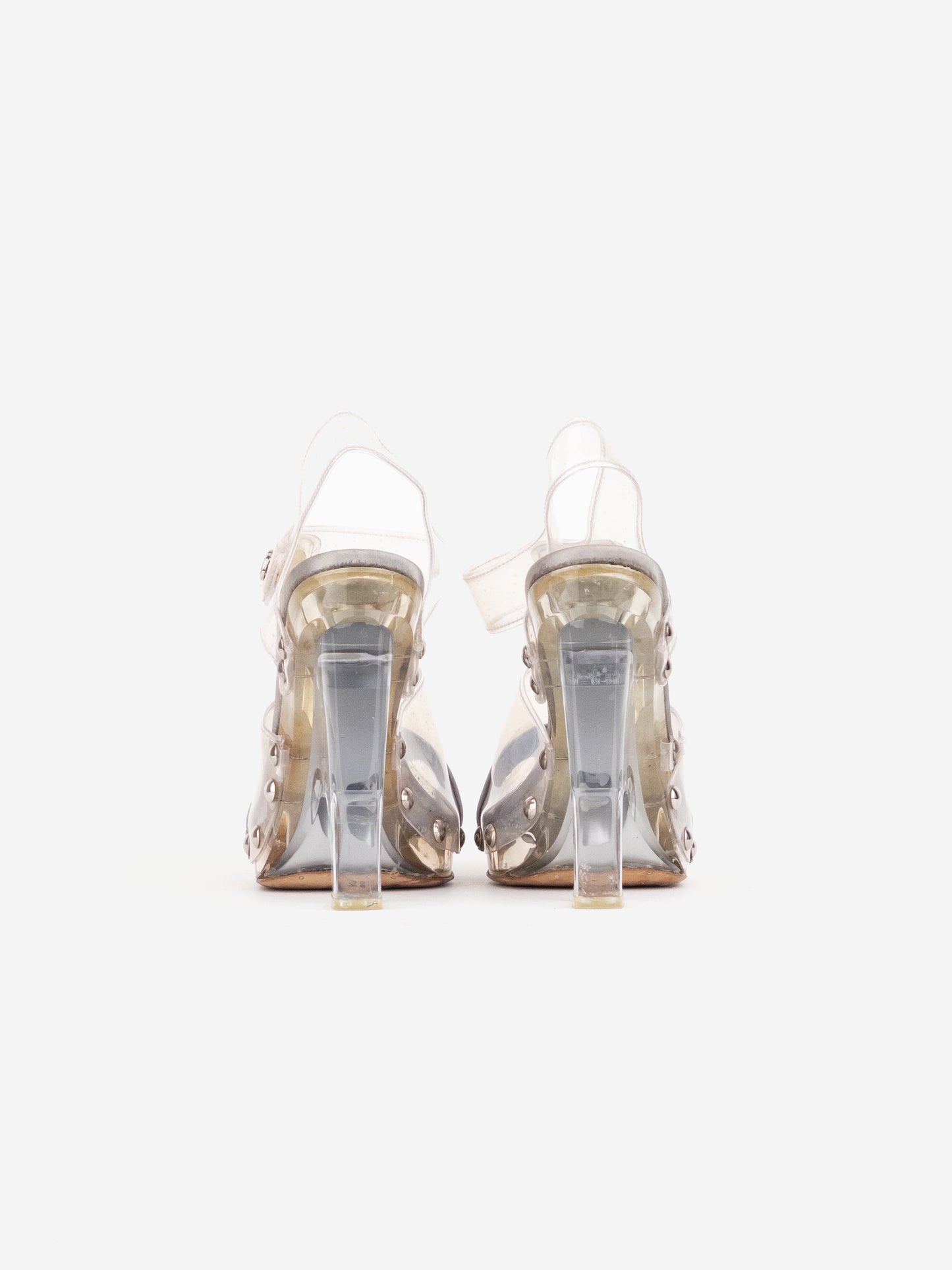 Prada SS10 Clear PVC Lucite Platform Sandal Stripper Heels