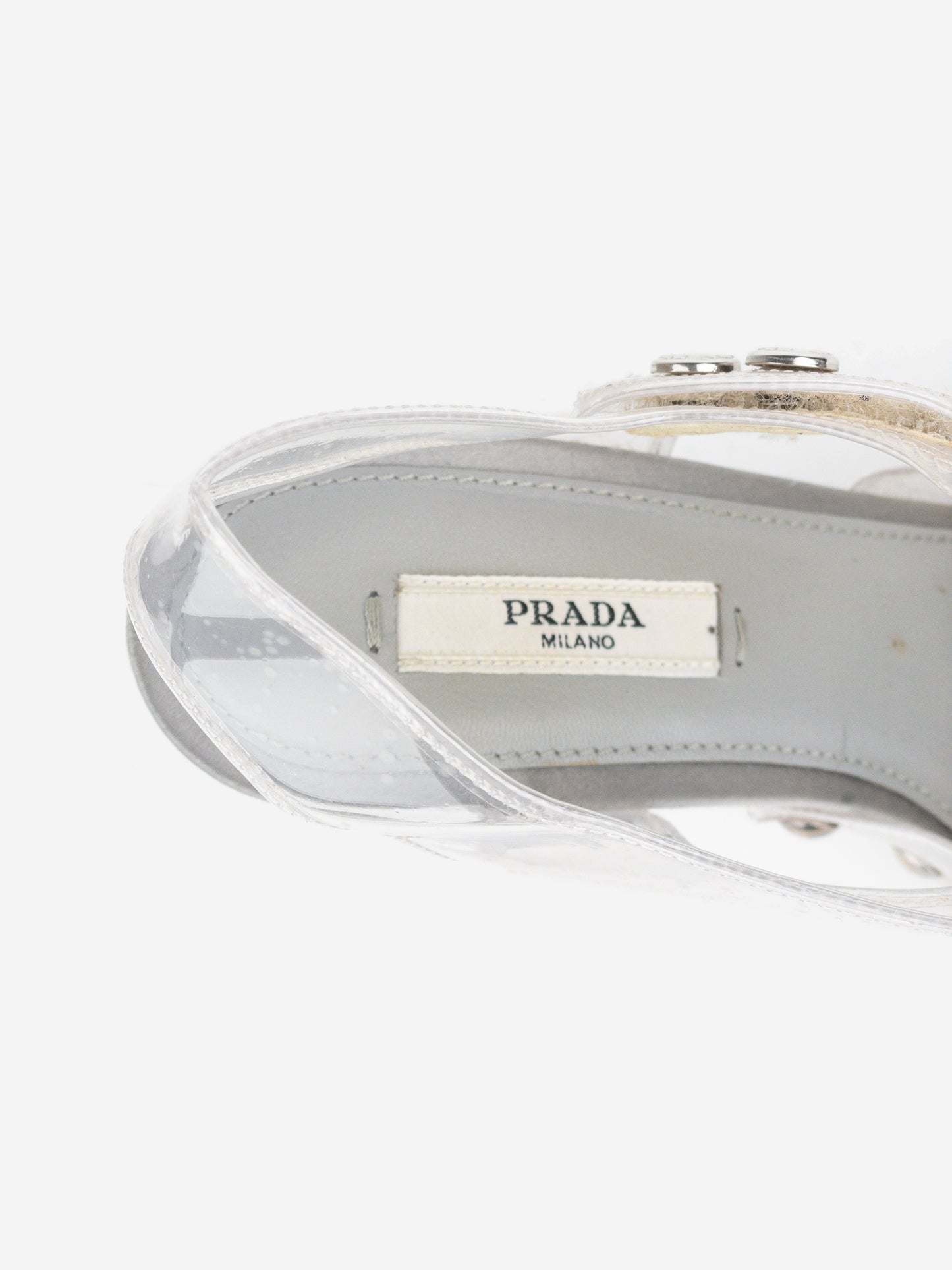 Prada SS10 Clear PVC Lucite Platform Sandal Stripper Heels