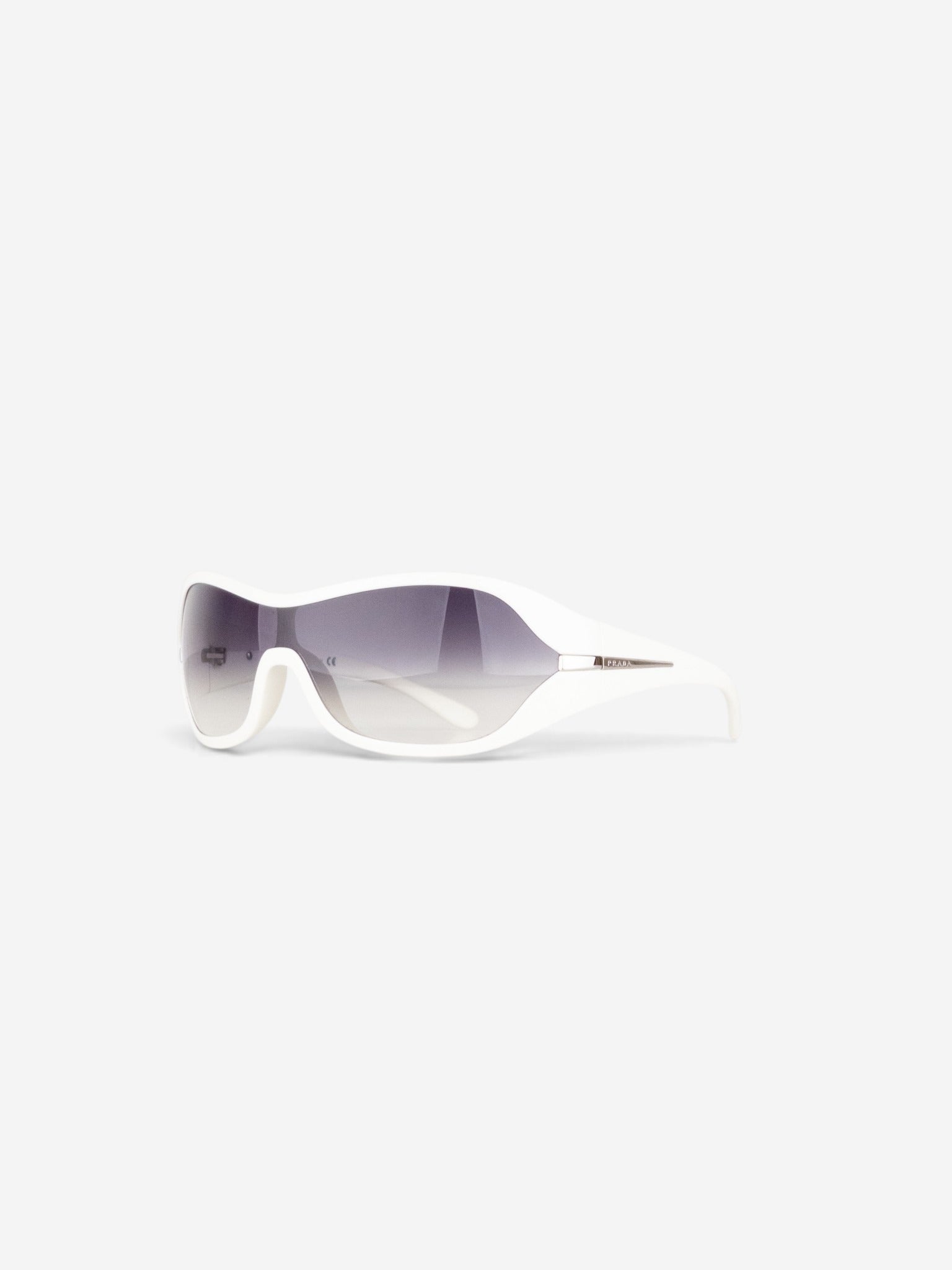 Prada 2000s 'SPR12G' Sports Wrap Mask Shield Sunglasses – angled view