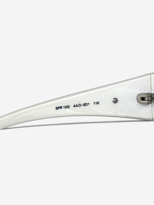 Prada 2000s 'SPR12G' Sports Wrap Mask Shield Sunglasses – model number engraving detail