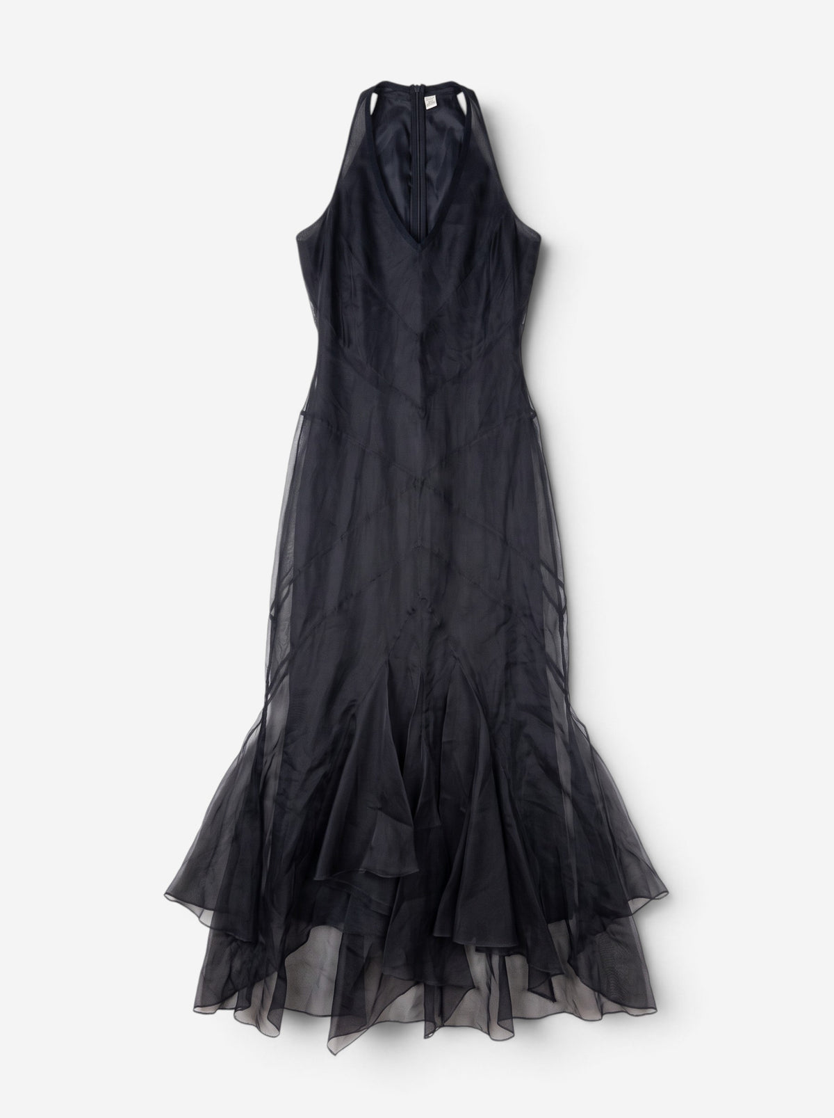 Roberto Cavalli 2000s Summer Tule Wrinkle Ruffle Maxi Dress – front view