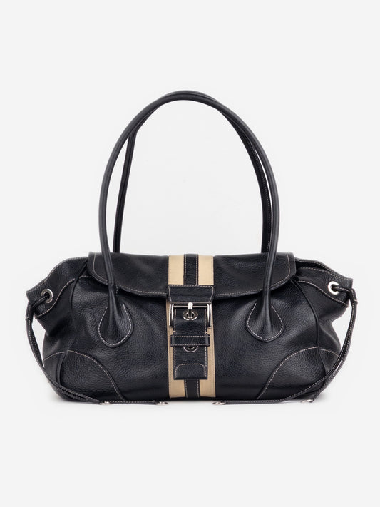 Prada 2000s Vitello Daino Stripe Shoulder Bag