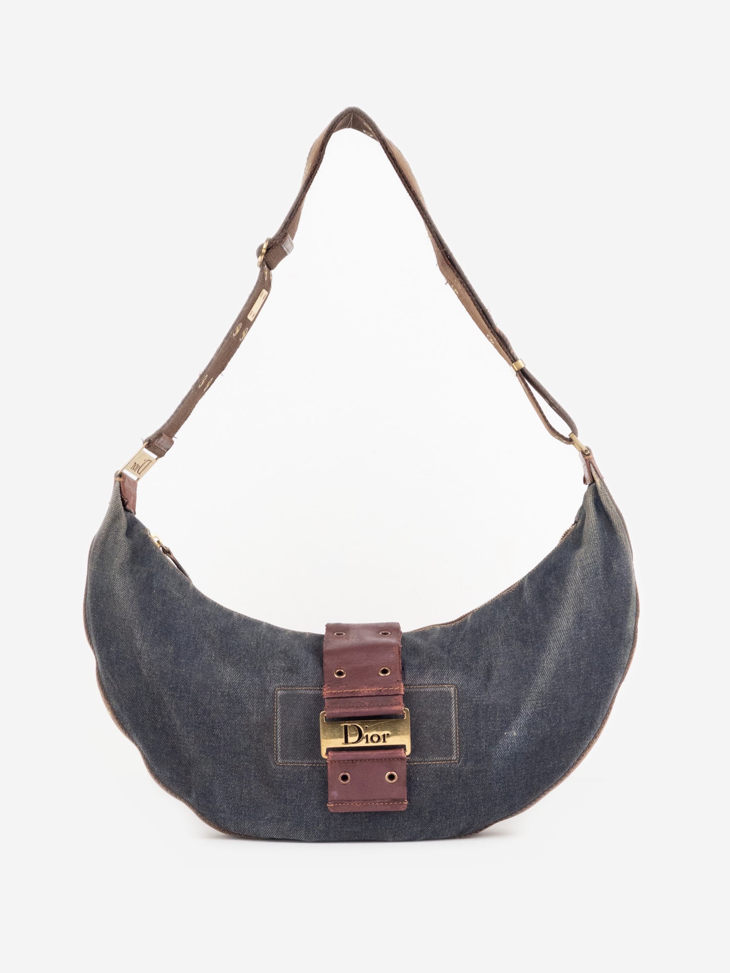 Dior by Galliano SS02 'Street Chic' Denim Hobo Croissant Shoulder Bag