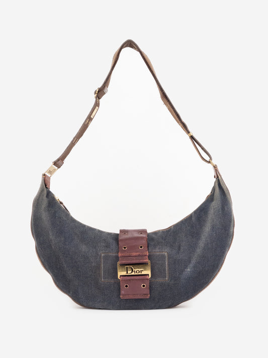 Dior by Galliano SS02 'Street Chic' Denim Hobo Croissant Shoulder Bag