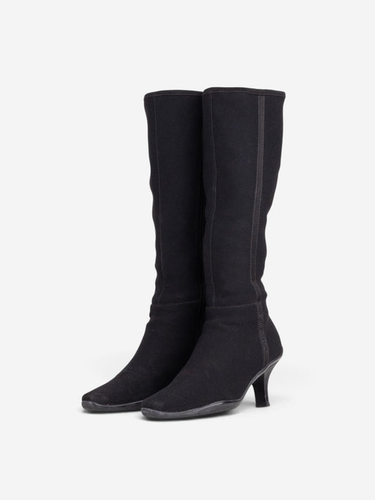 Prada 2000s Knee High Neoprene Kitten Heel Boots – front view