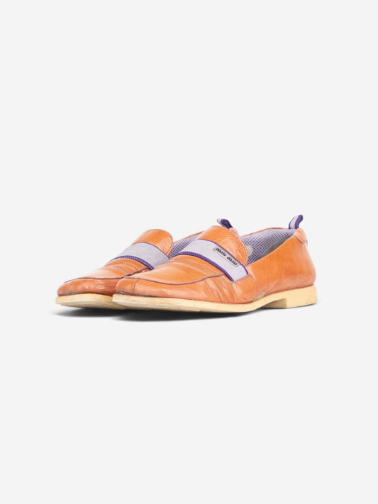 Miu Miu 2000s Square Toe Sports Penny Loafers – front view