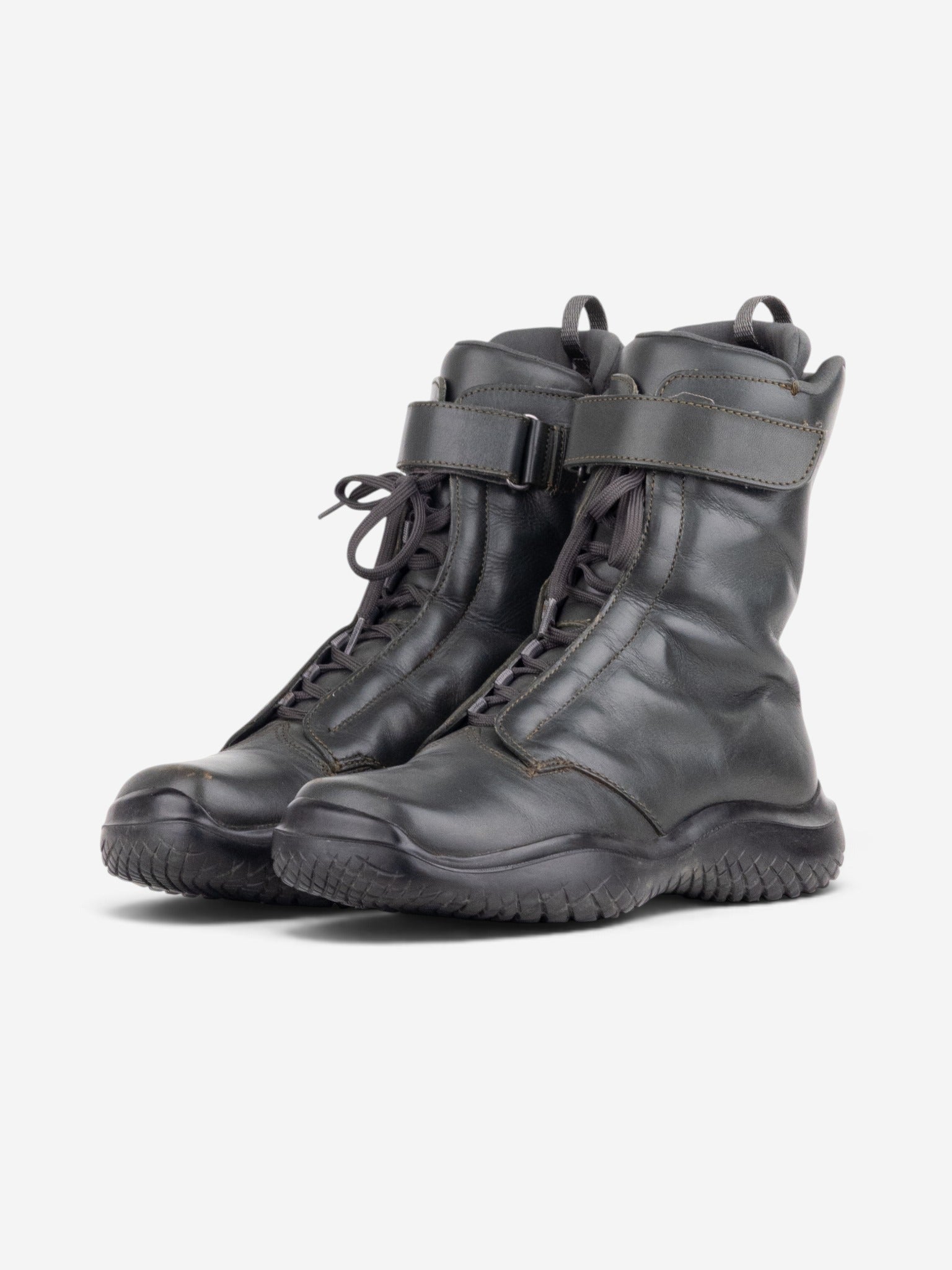 Prada AW99 Square Toe Vibram Combat Boots – front view