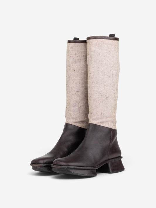 Prada SS99 Knee-High Platform Split Sole Riding Boots – front view