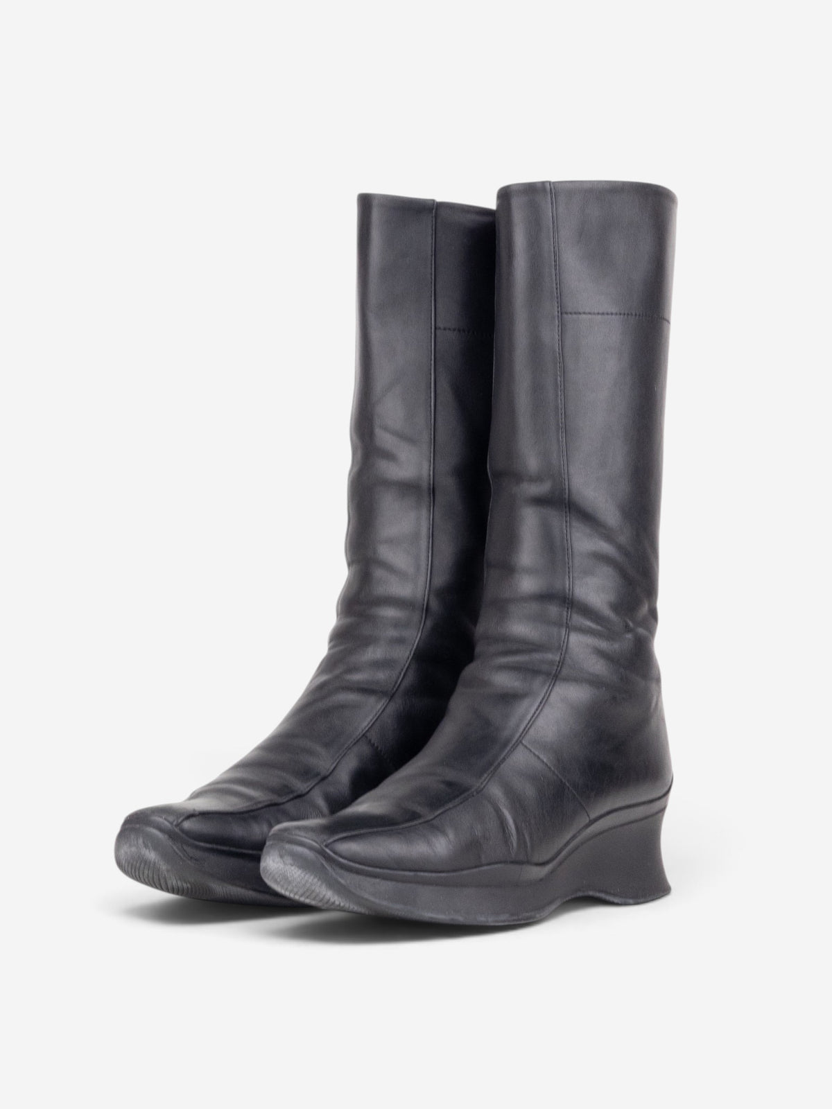 Prada 2000s Knee High Sculptural Platform Wedge Boots – front view