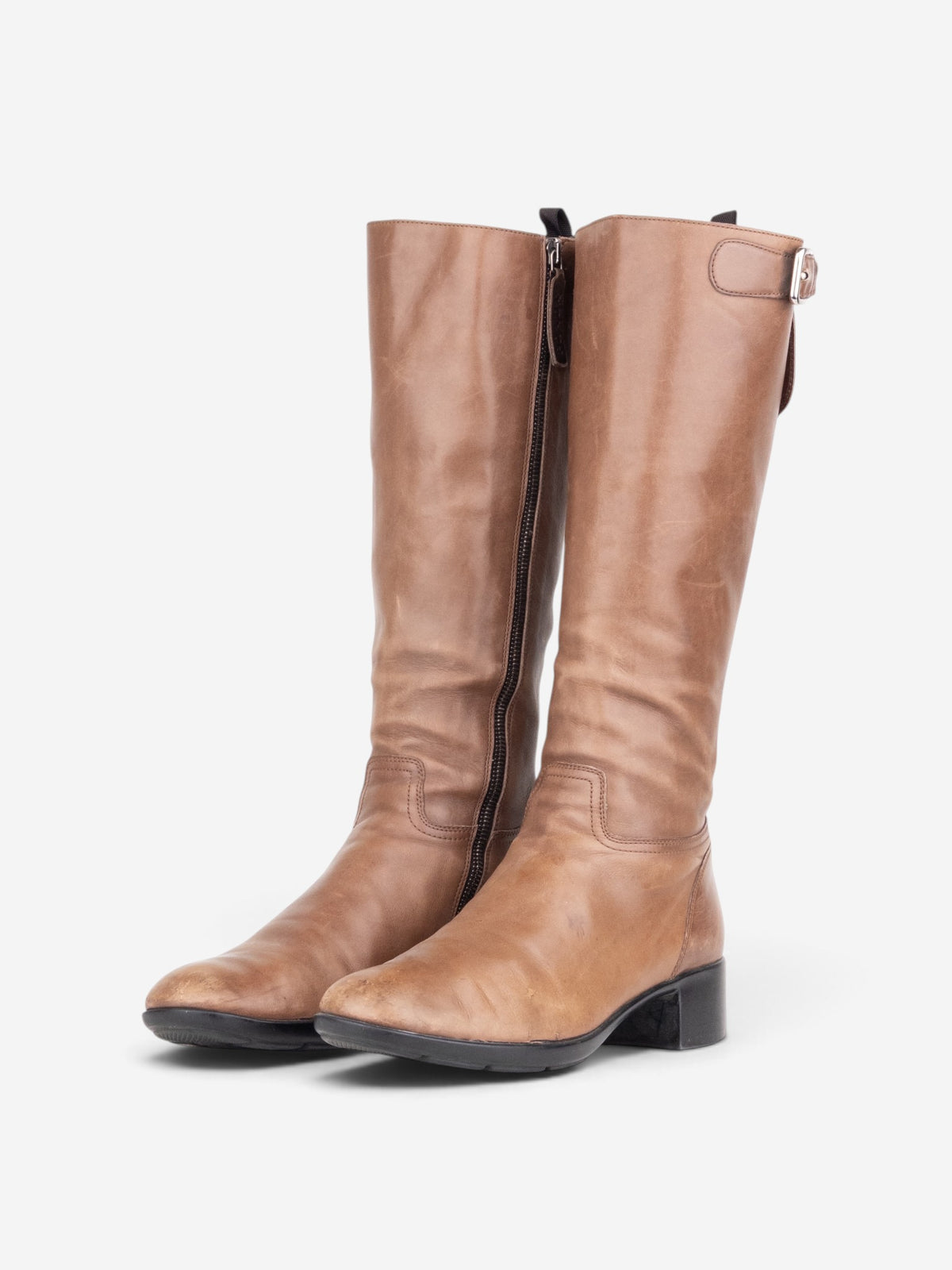 Prada 2000s Knee High Riding Biker Boots – front view