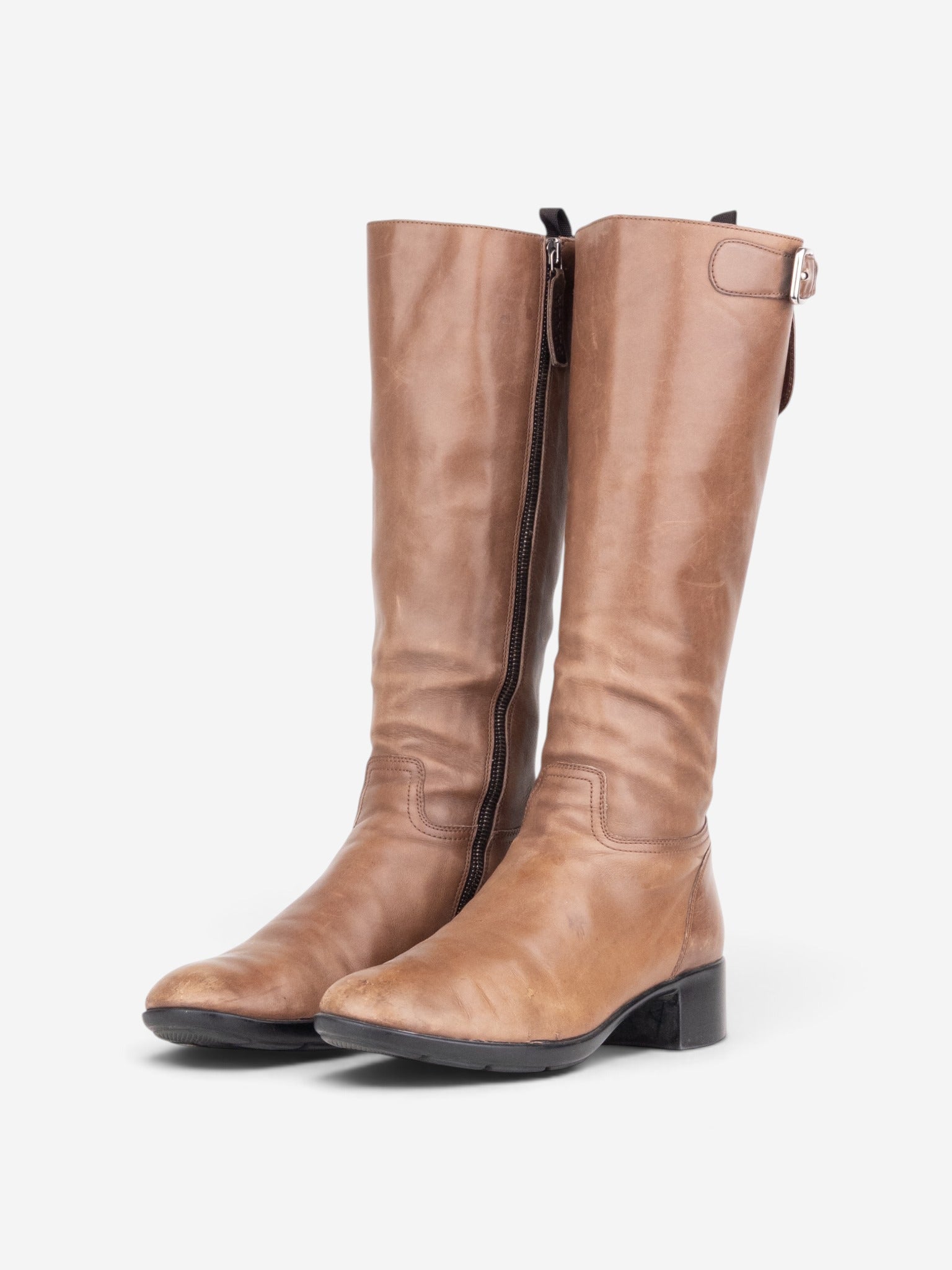 Prada 2000s Knee High Riding Biker Boots – front view