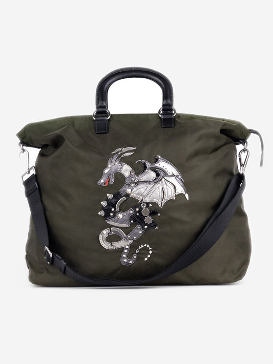 Prada 2000s Large Tessuto 2-Way Dragon Handbag