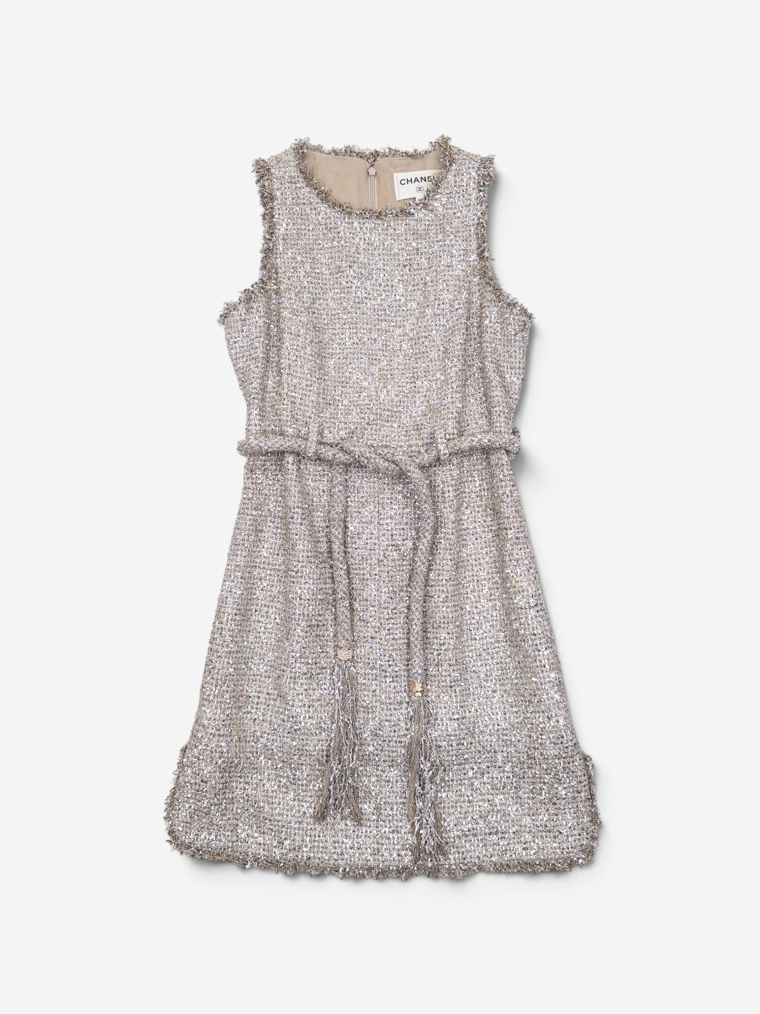 Chanel by Karl Lagerfeld C18 ‘Greek’ Metallic Tweed Tassel Mini Dress