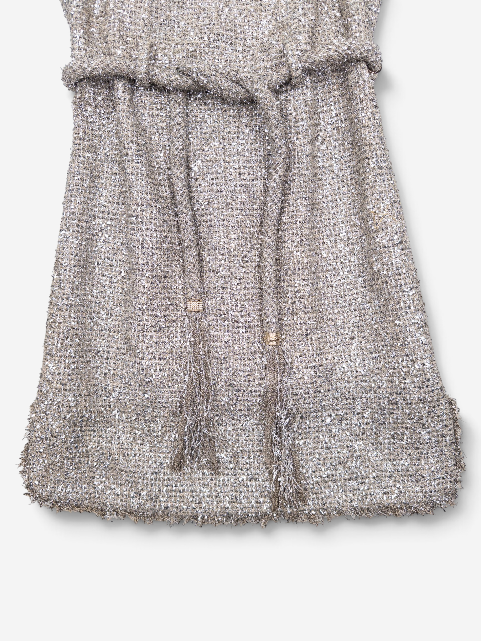 Chanel by Karl Lagerfeld C18 ‘Greek’ Metallic Tweed Tassel Mini Dress