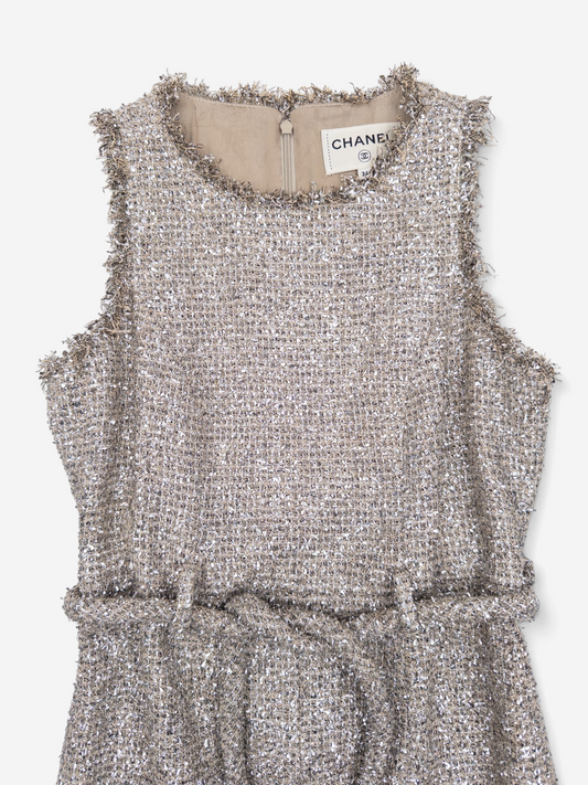 Chanel by Karl Lagerfeld C18 ‘Greek’ Metallic Tweed Tassel Mini Dress