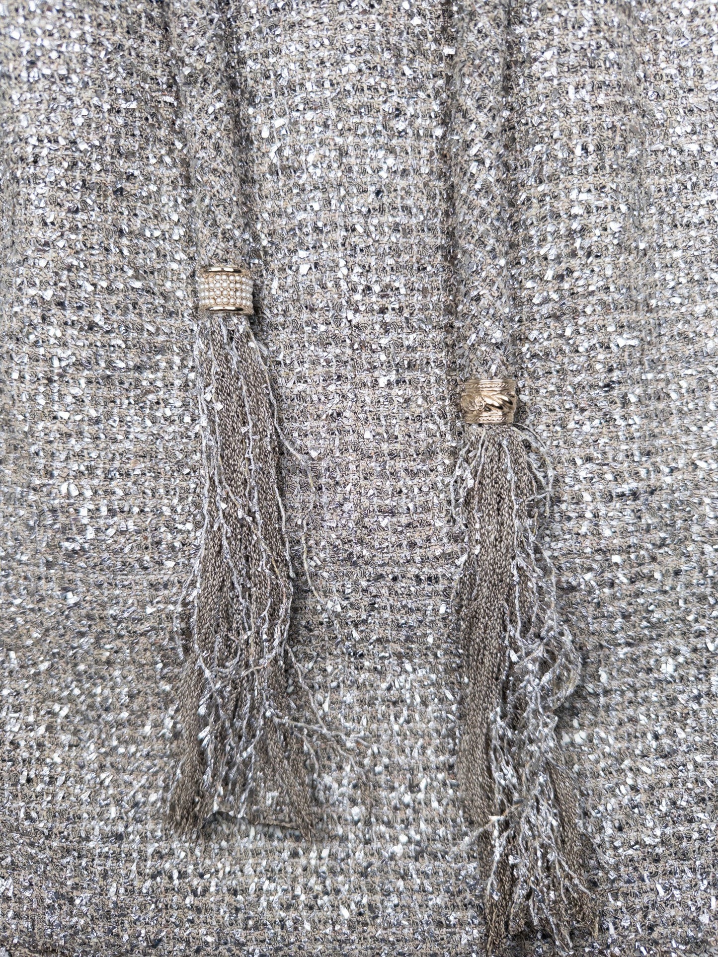 Chanel by Karl Lagerfeld C18 ‘Greek’ Metallic Tweed Tassel Mini Dress