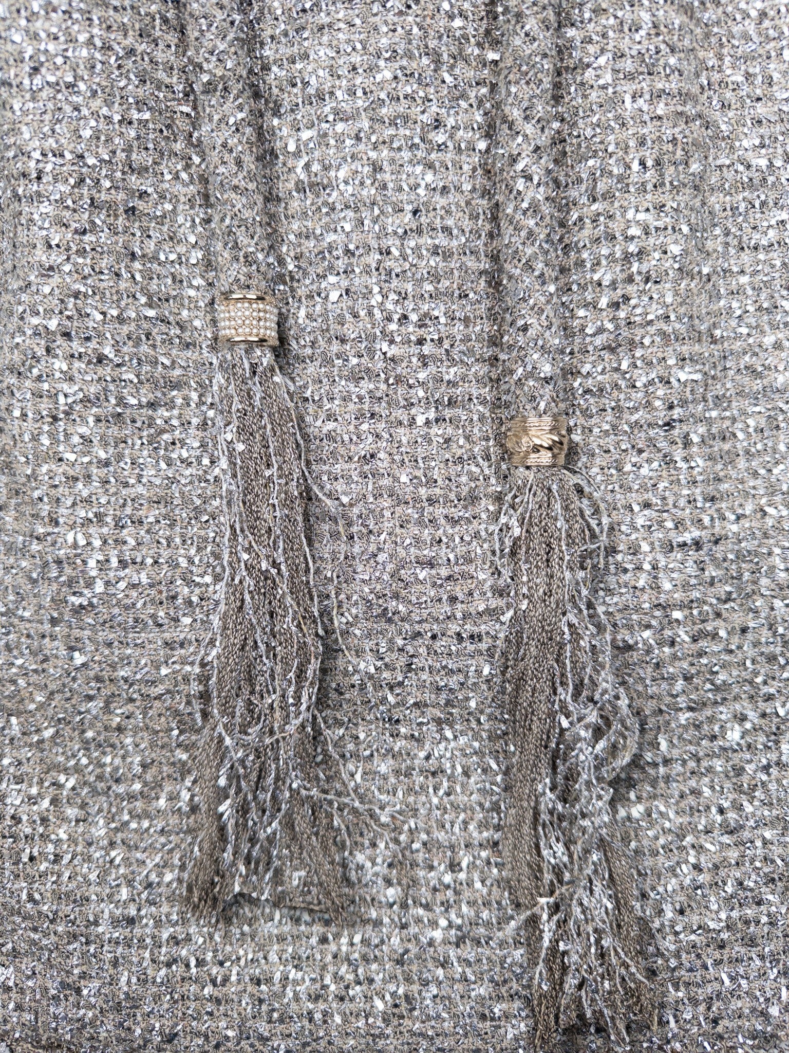 Chanel by Karl Lagerfeld C18 ‘Greek’ Metallic Tweed Tassel Mini Dress