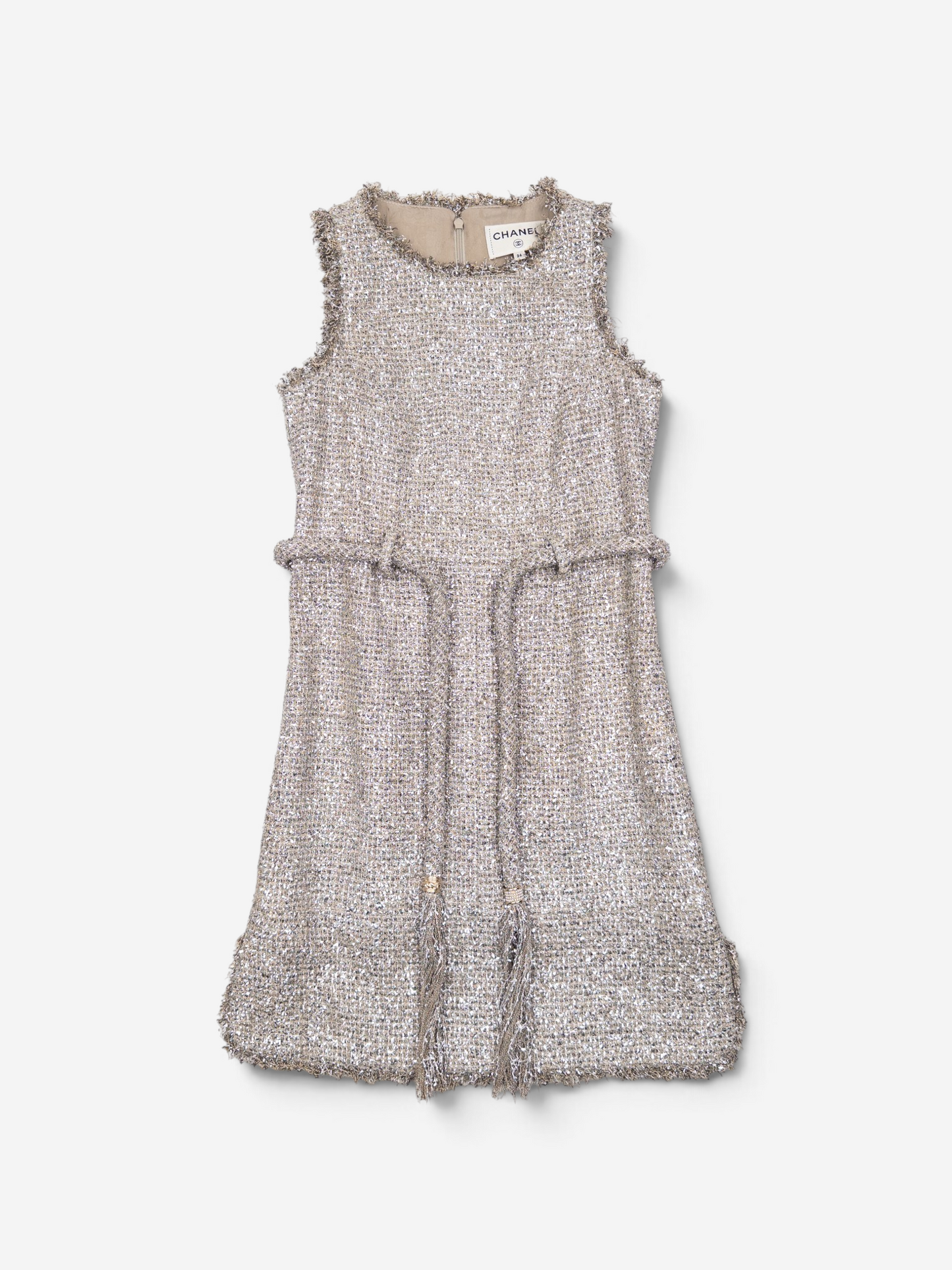 Chanel by Karl Lagerfeld C18 ‘Greek’ Metallic Tweed Tassel Mini Dress