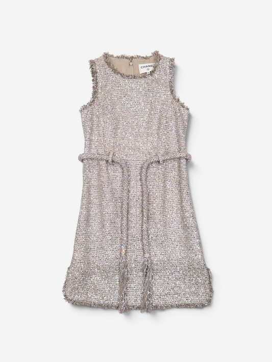 Chanel by Karl Lagerfeld C18 ‘Greek’ Metallic Tweed Tassel Mini Dress