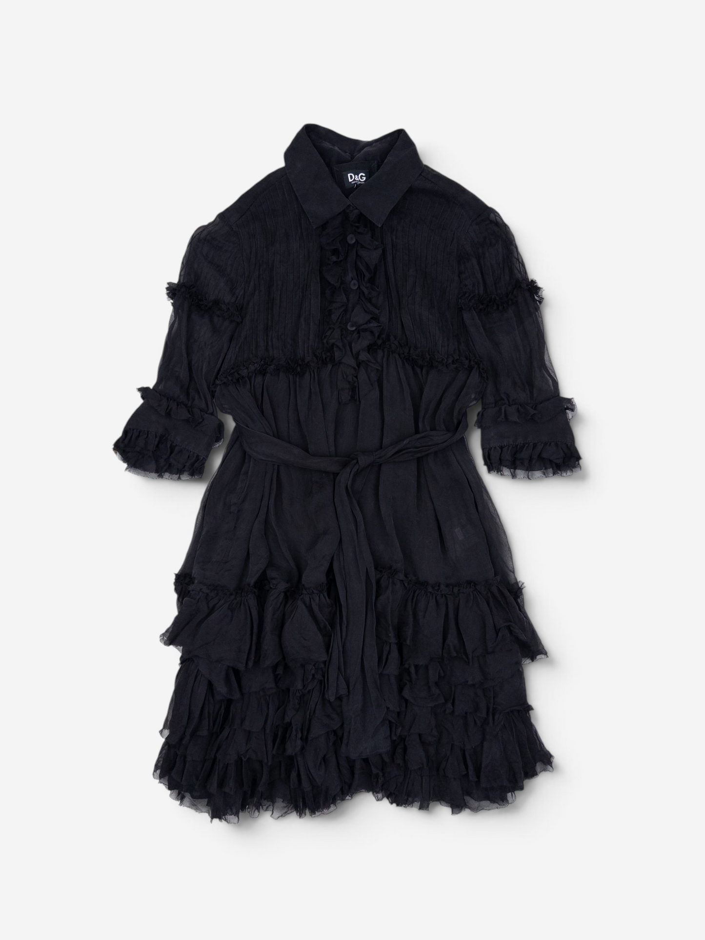 Dolce & Gabbana 2000s Chiffon Ruffle Summer Midi Dress