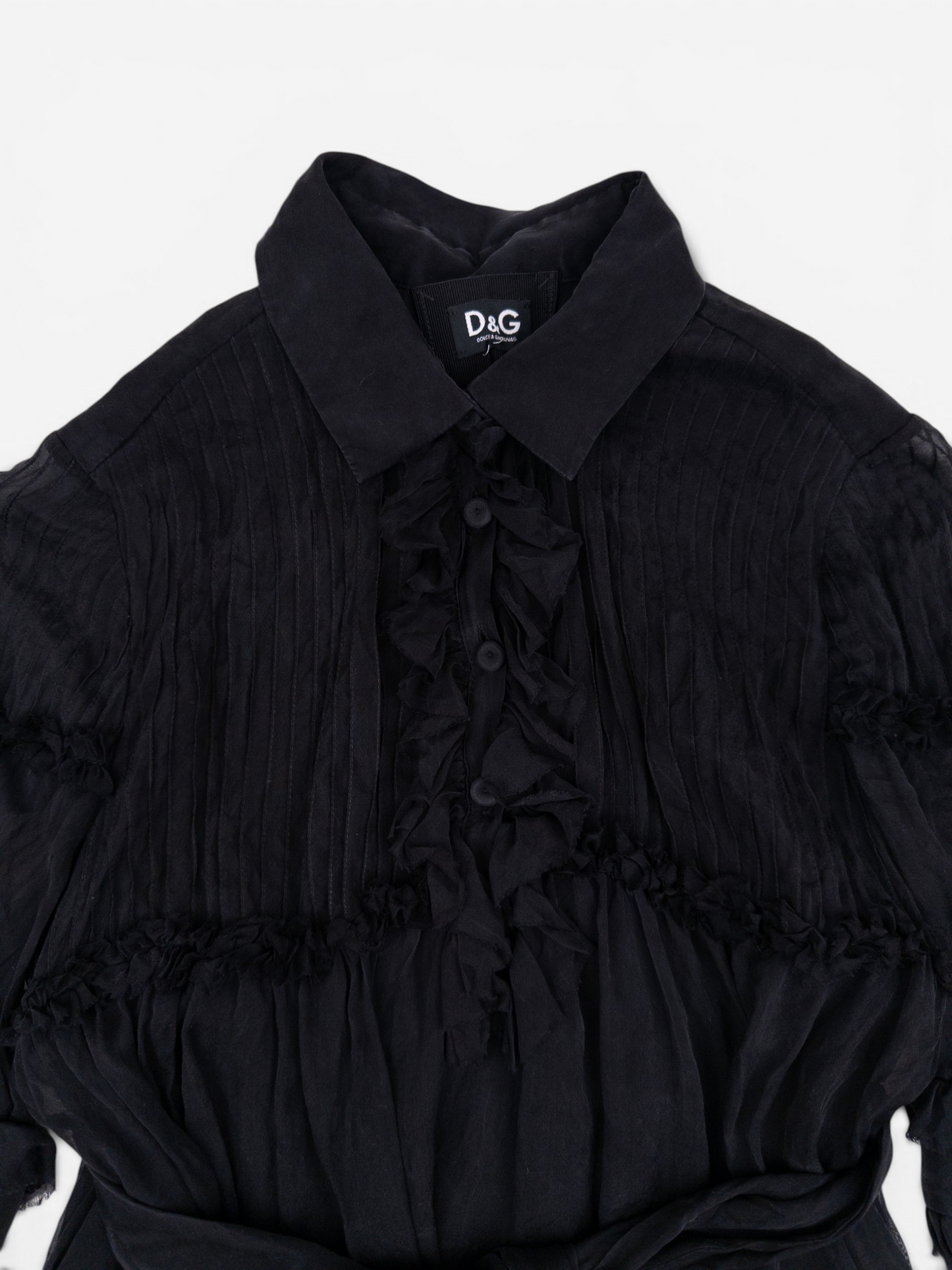 Dolce & Gabbana 2000s Chiffon Ruffle Summer Midi Dress