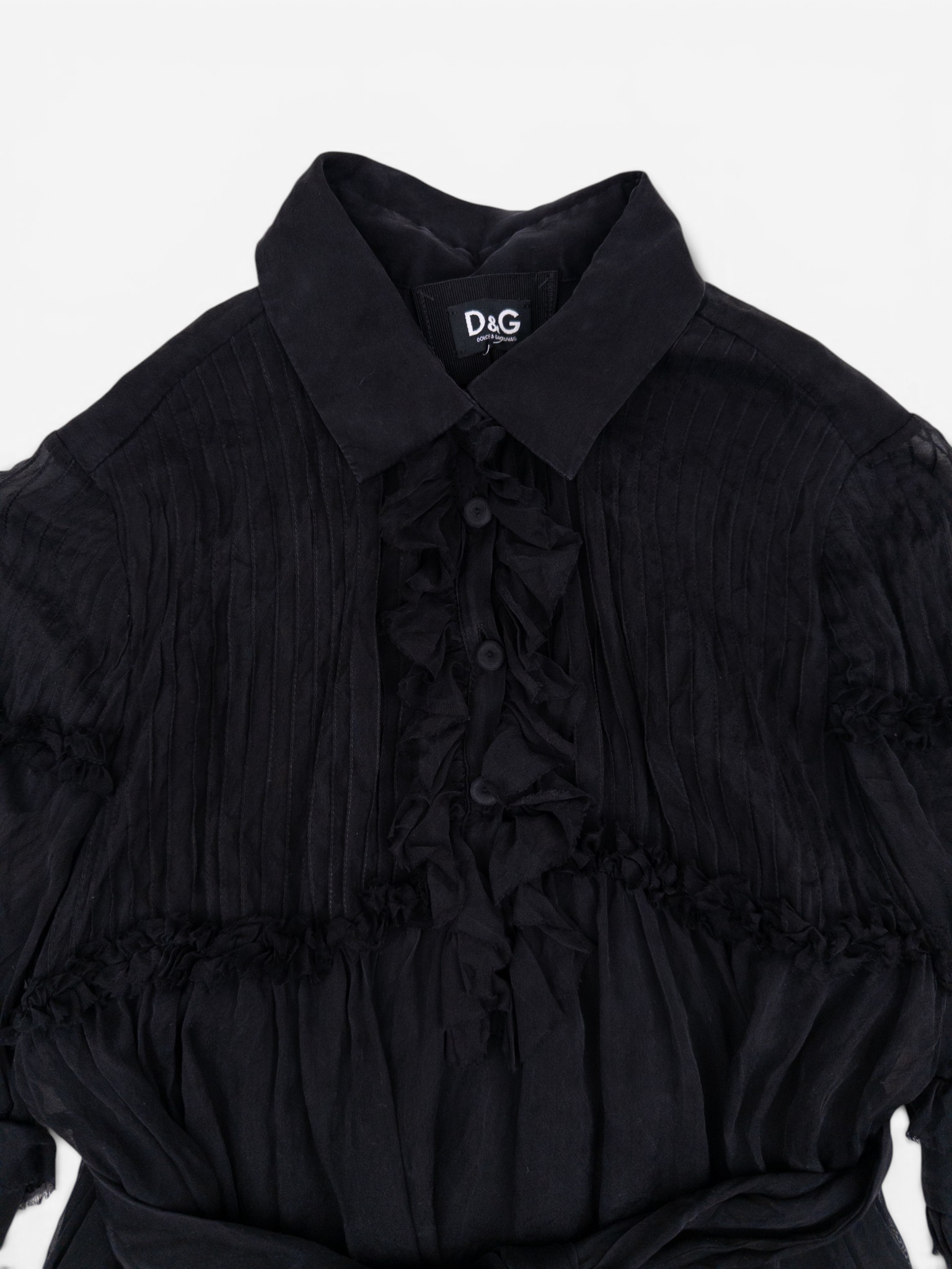 Dolce & Gabbana 2000s Chiffon Ruffle Summer Midi Dress